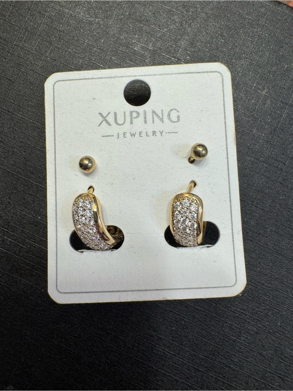 Gold-Tone Pave Huggie Earrings - Gold with Clear Stones